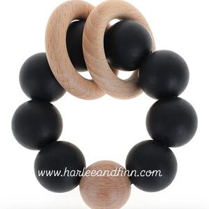 Black Silicone Wooden Teething Ring